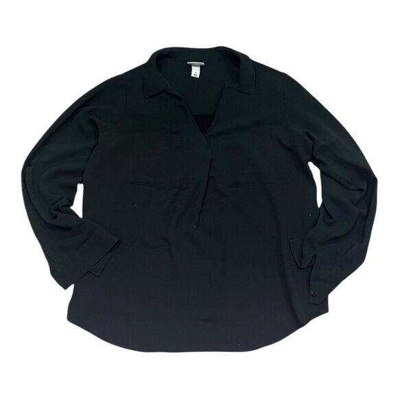 Ava & Viv Black Textured Blouse 1X - Picture 1 of 4